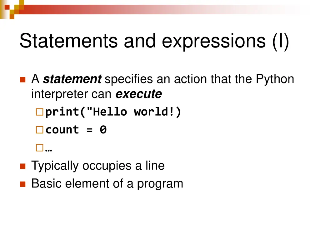 statements and expressions i