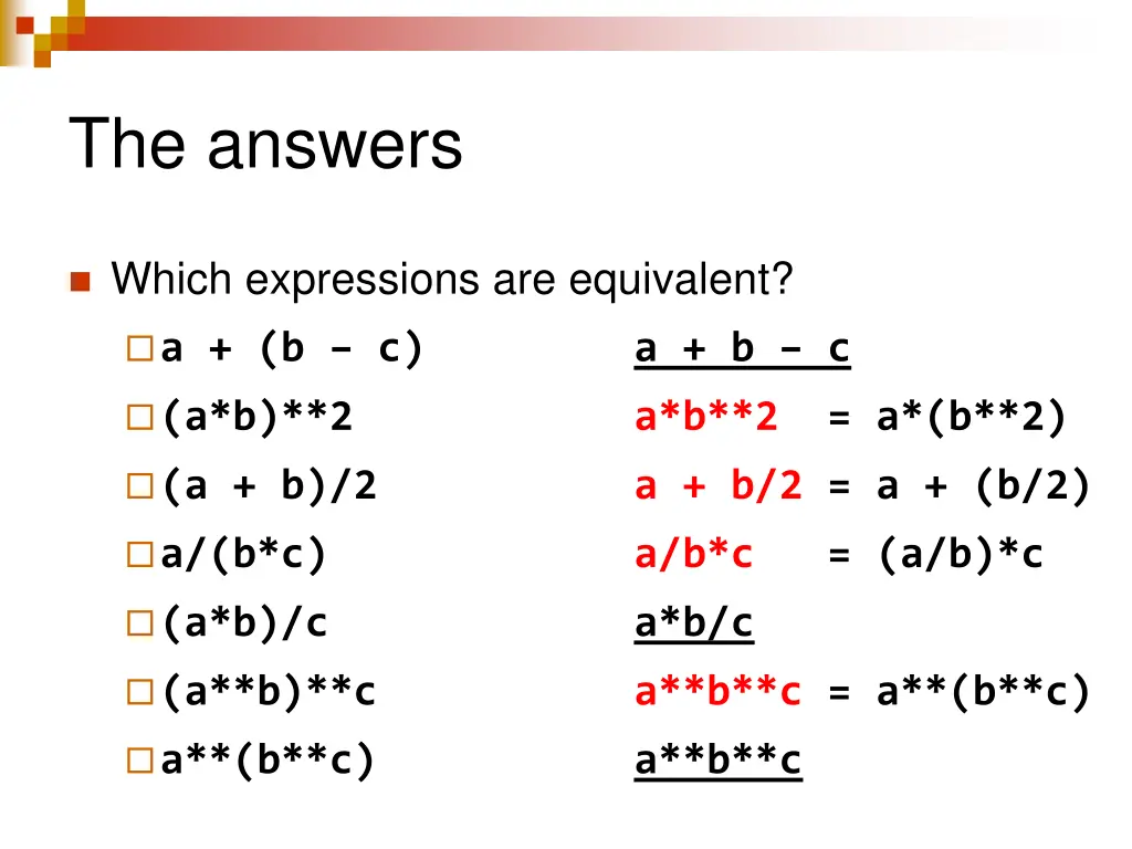 the answers