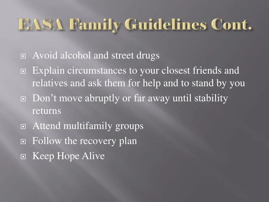 avoid alcohol and street drugs explain