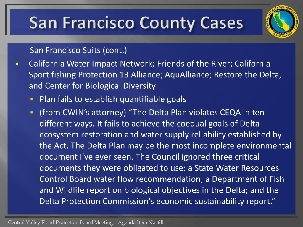 san francisco suits cont california water impact