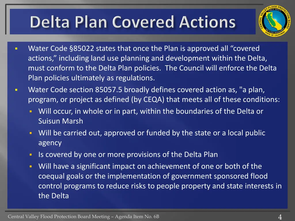 water code 85022 states that once the plan