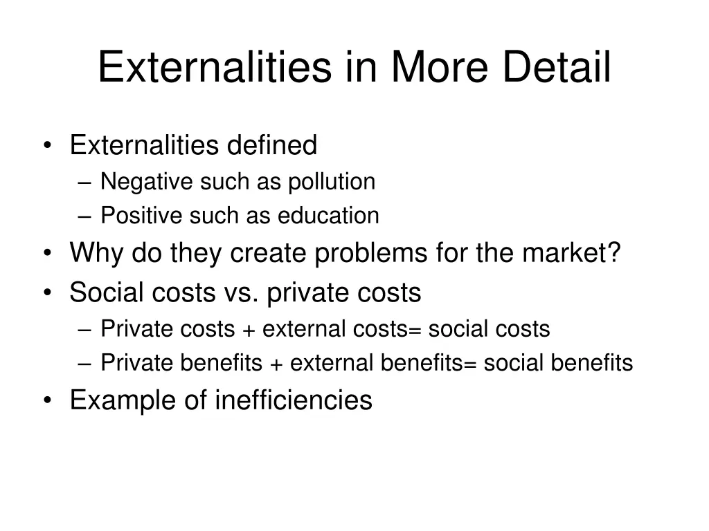 externalities in more detail 1