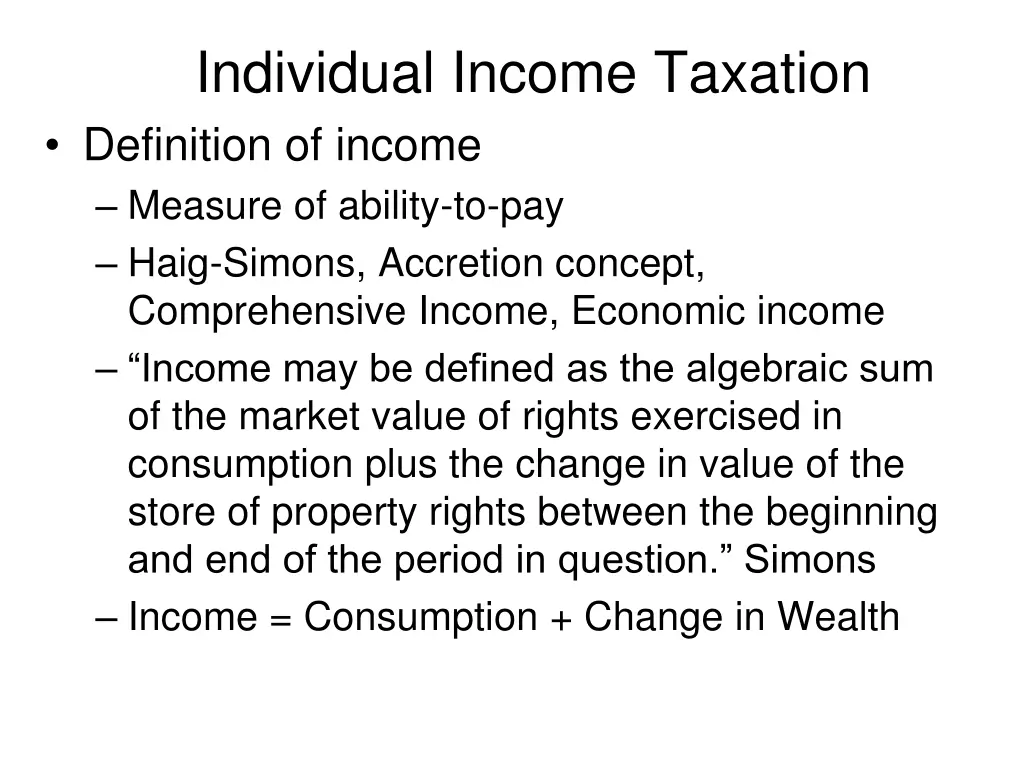 individual income taxation definition of income