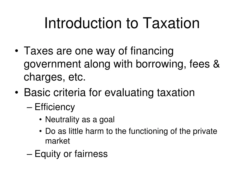 introduction to taxation