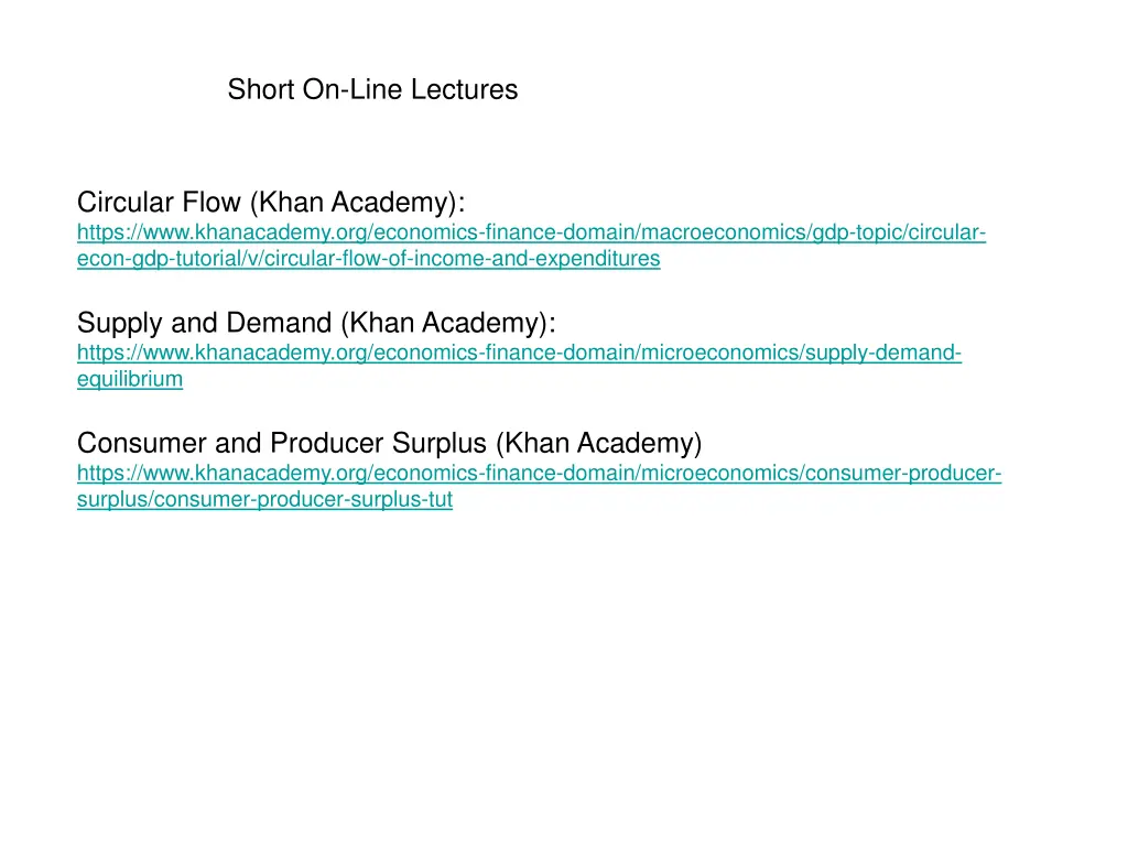 short on line lectures
