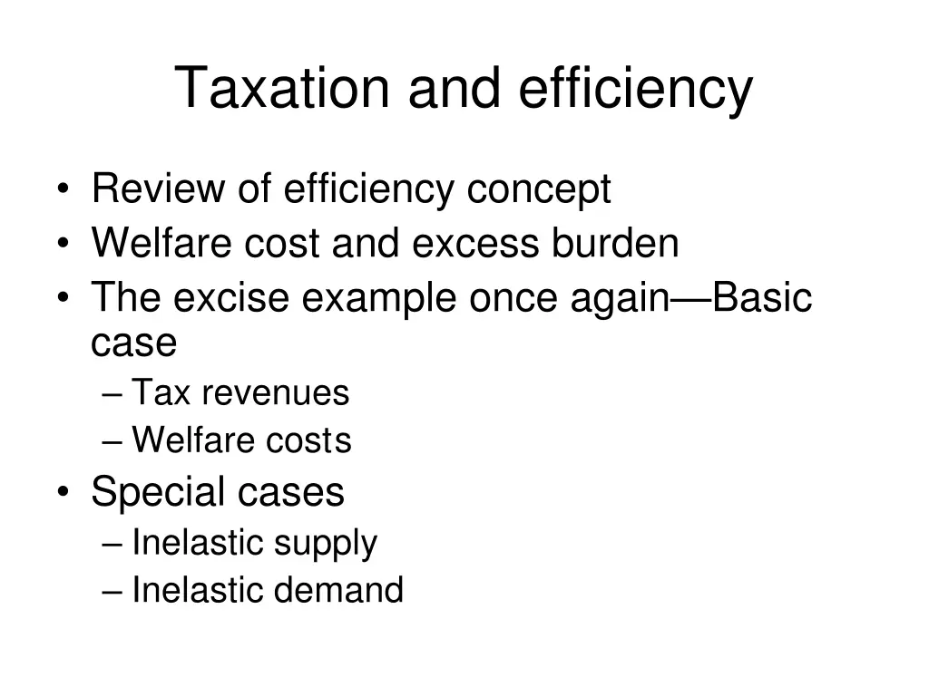 taxation and efficiency