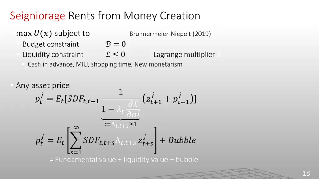 seigniorage rents from money creation