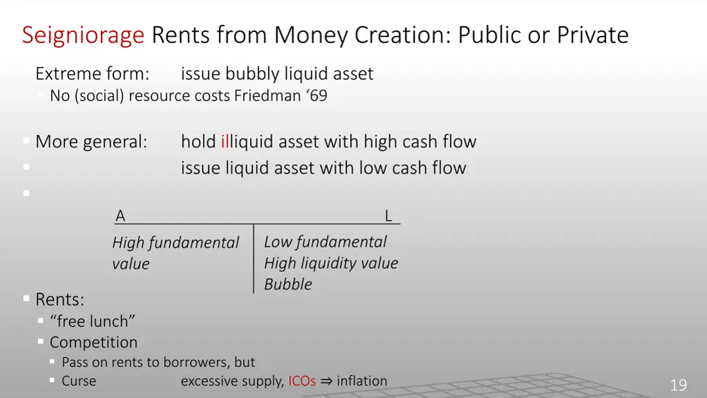 seigniorage rents from money creation public
