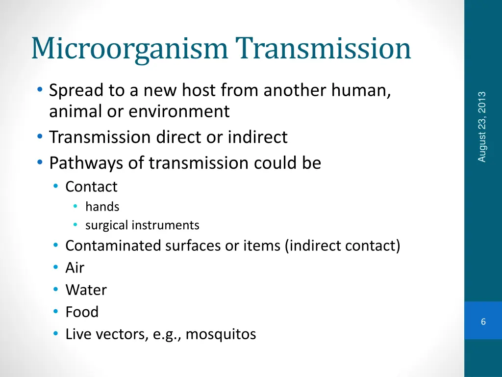 microorganism transmission