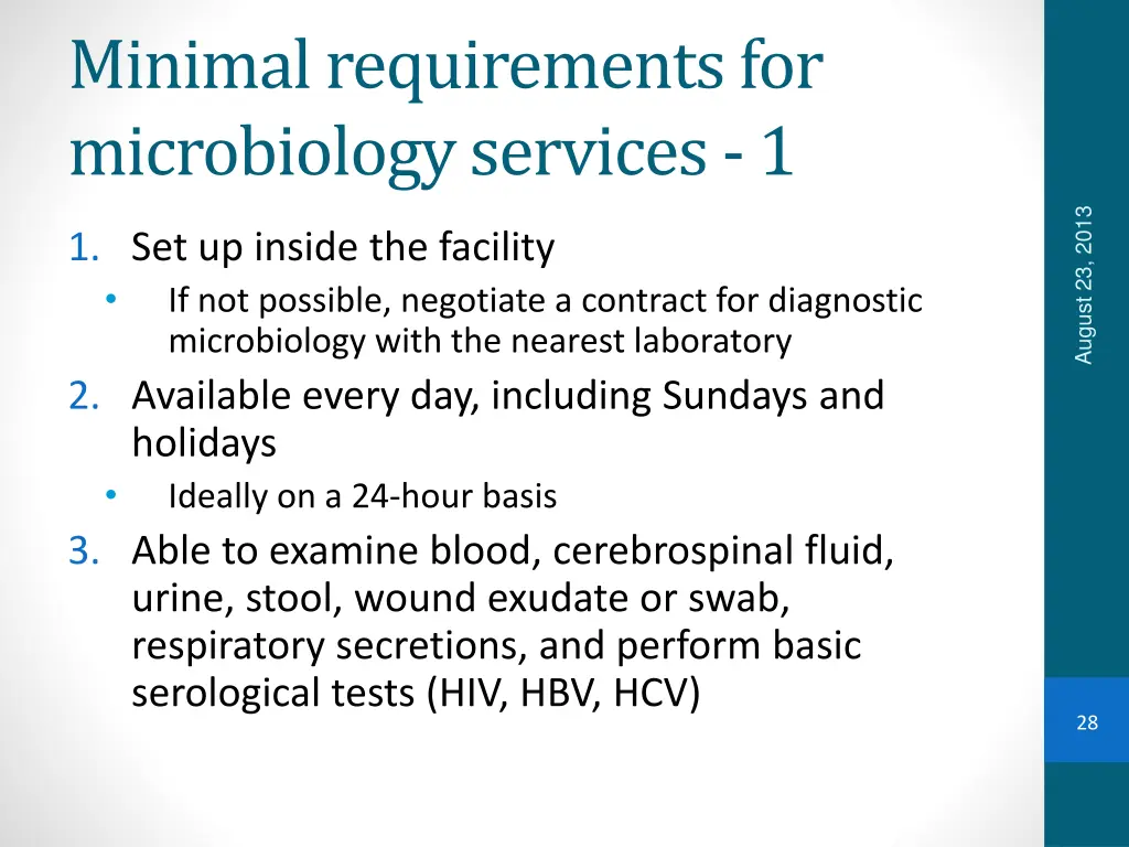 minimal requirements for microbiology services 1