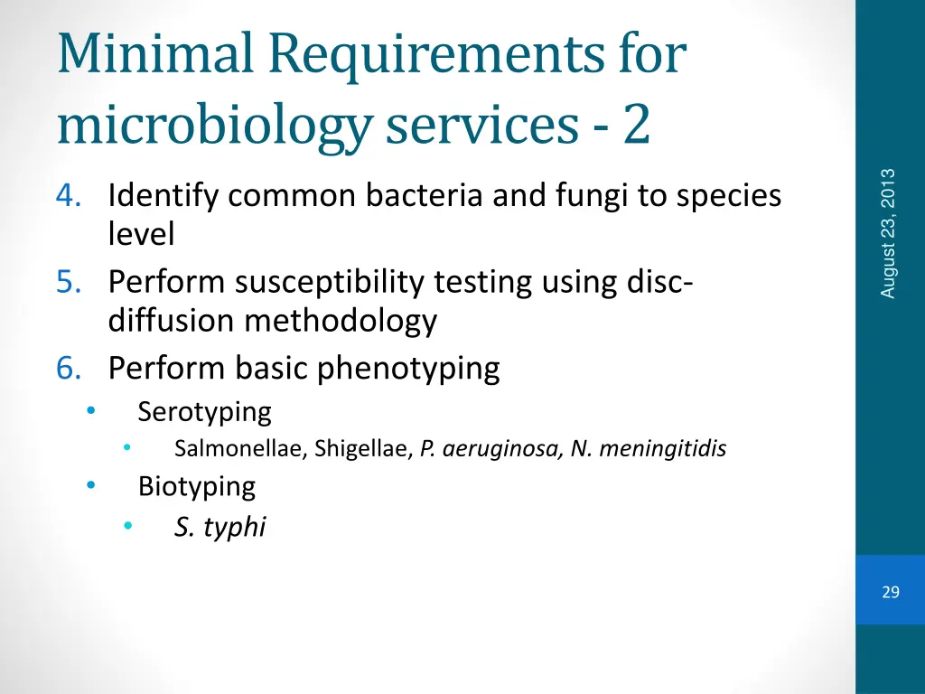 minimal requirements for microbiology services 2