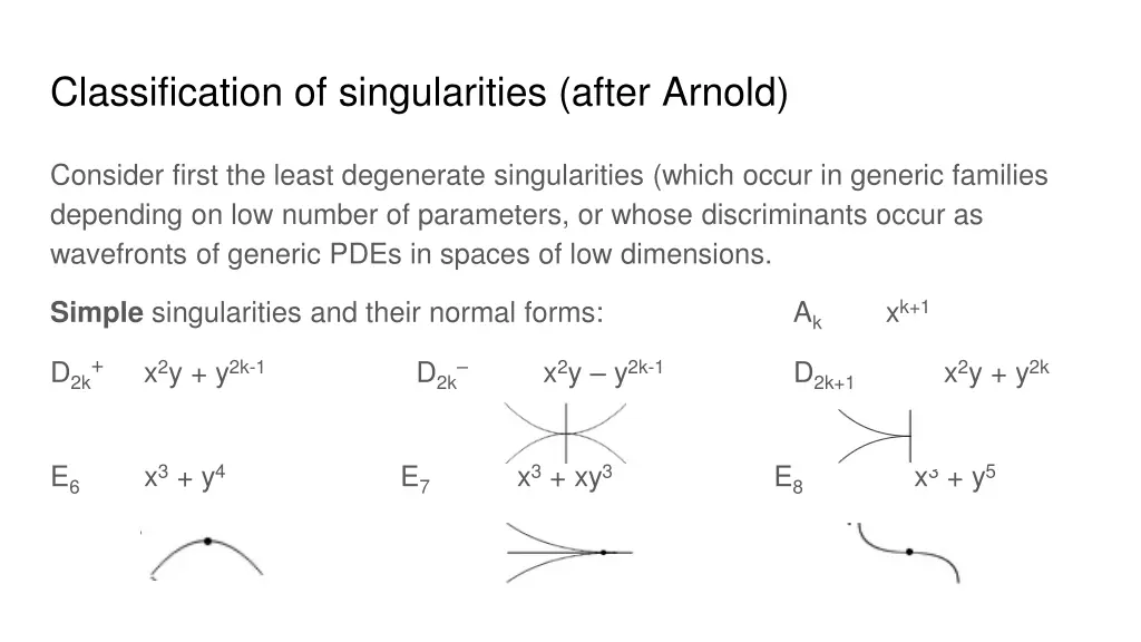 classification of singularities after arnold