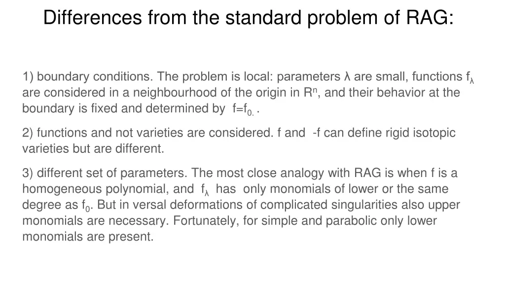 differences from the standard problem of rag