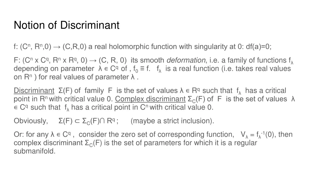 notion of discriminant