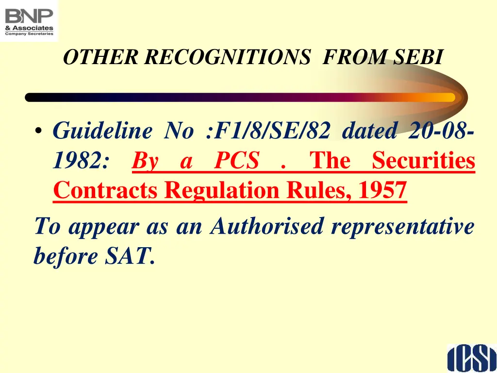 other recognitions from sebi 1