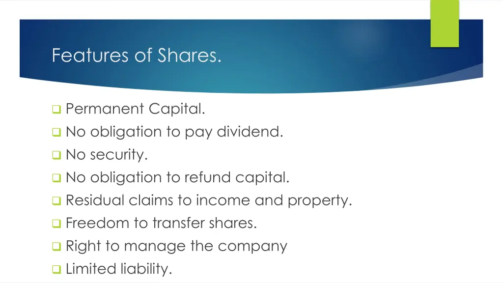 features of shares