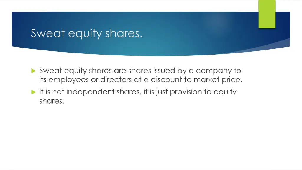 sweat equity shares