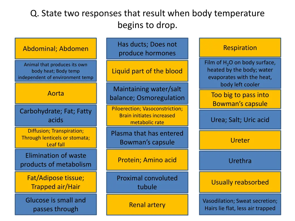 q state two responses that result when body