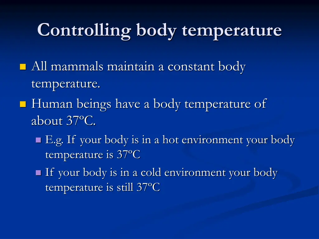 controlling body temperature