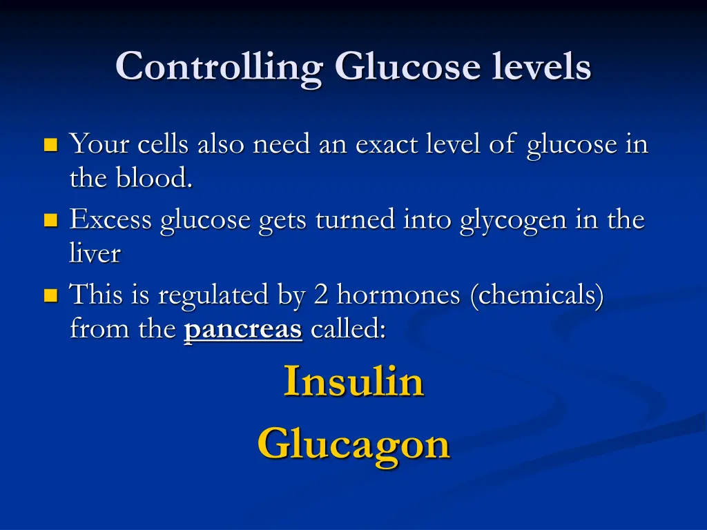 controlling glucose levels