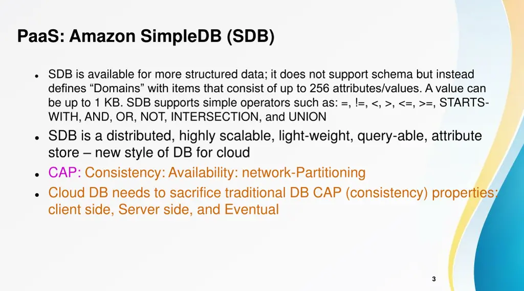 paas amazon simpledb sdb