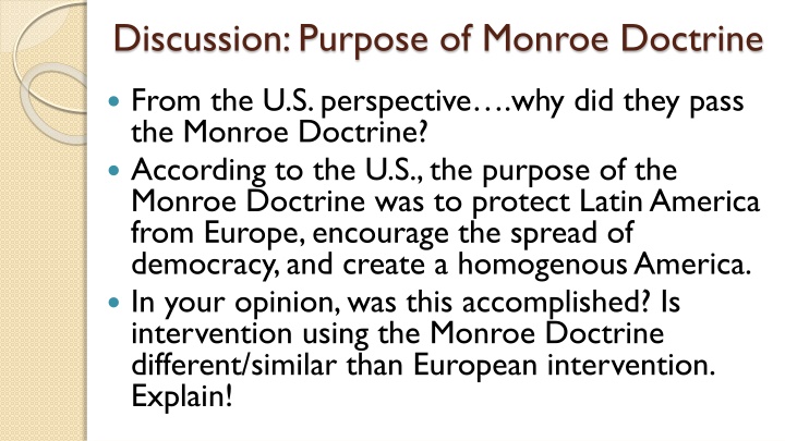 discussion purpose of monroe doctrine