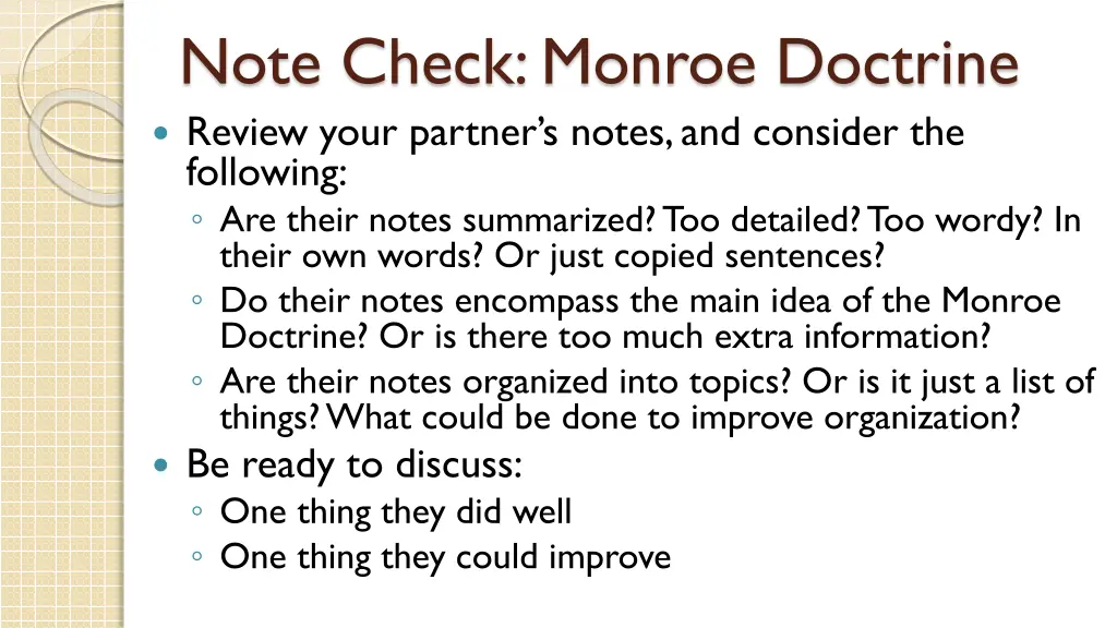note check monroe doctrine review your partner