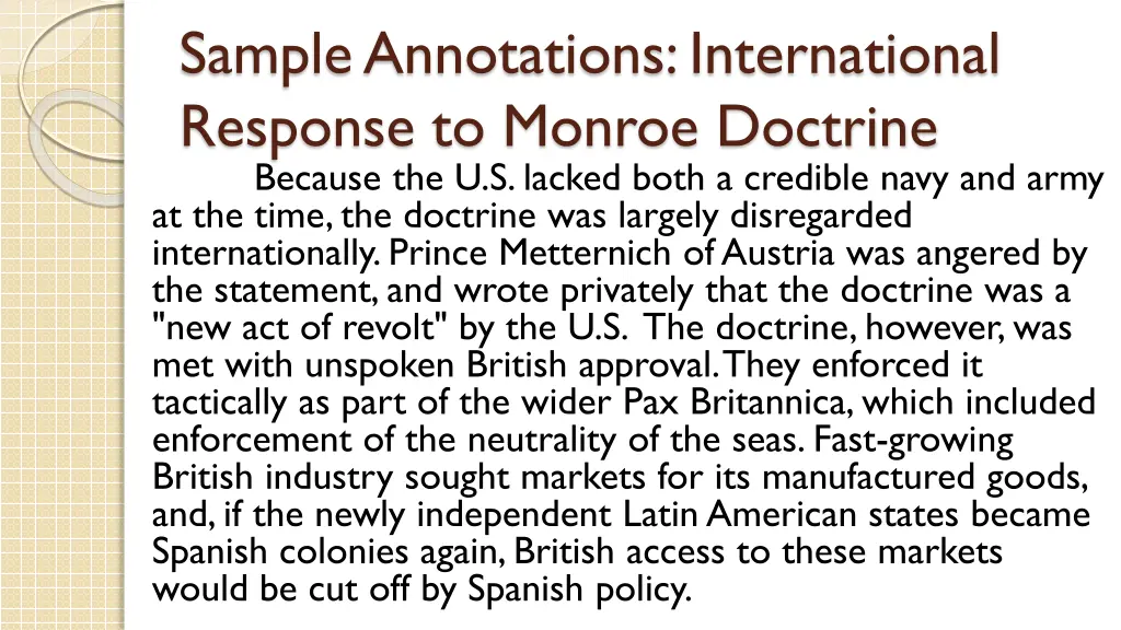 sample annotations international response