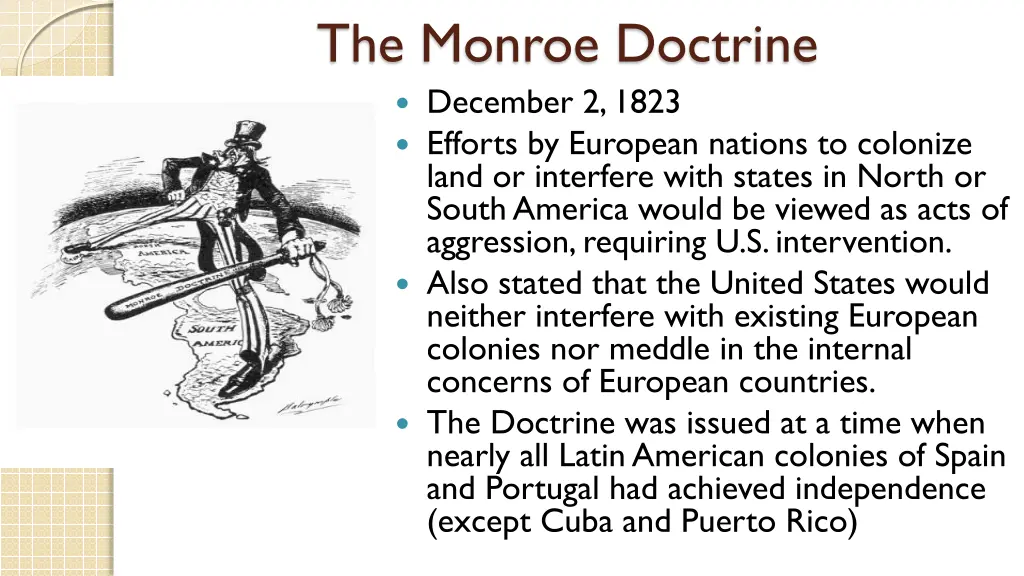 the monroe doctrine december 2 1823 efforts
