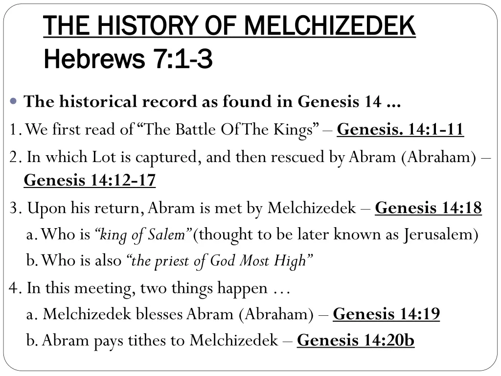 the history of melchizedek the history