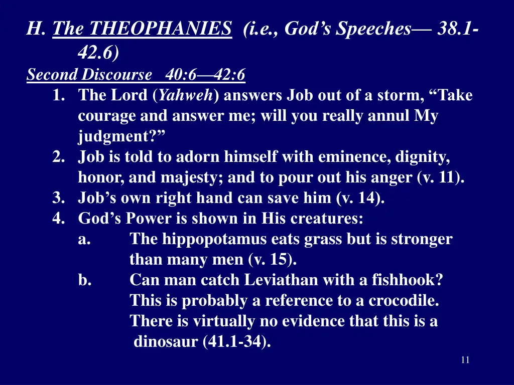 h the theophanies i e god s speeches