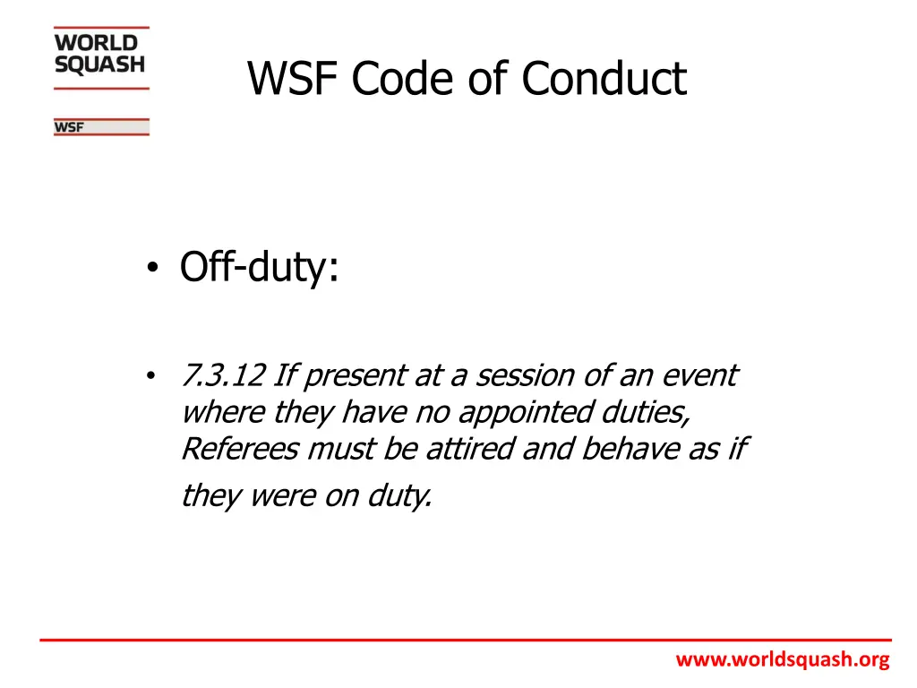 wsf code of conduct 10