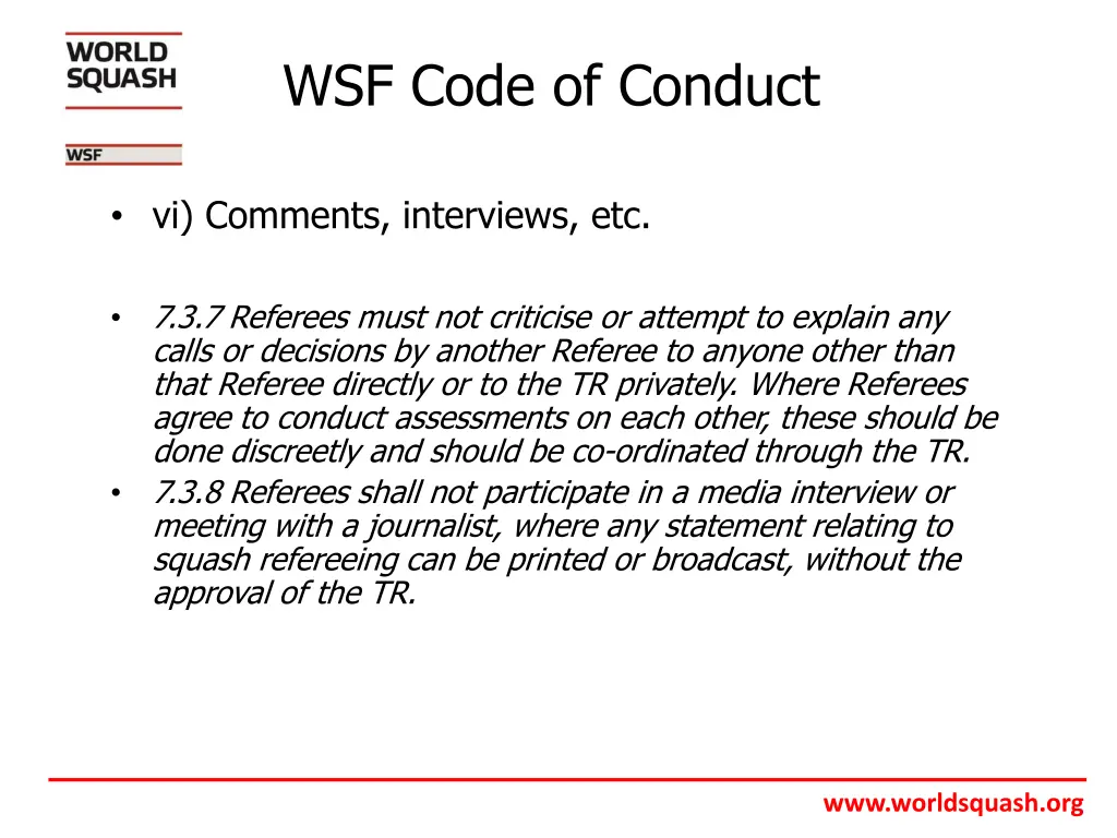 wsf code of conduct 7