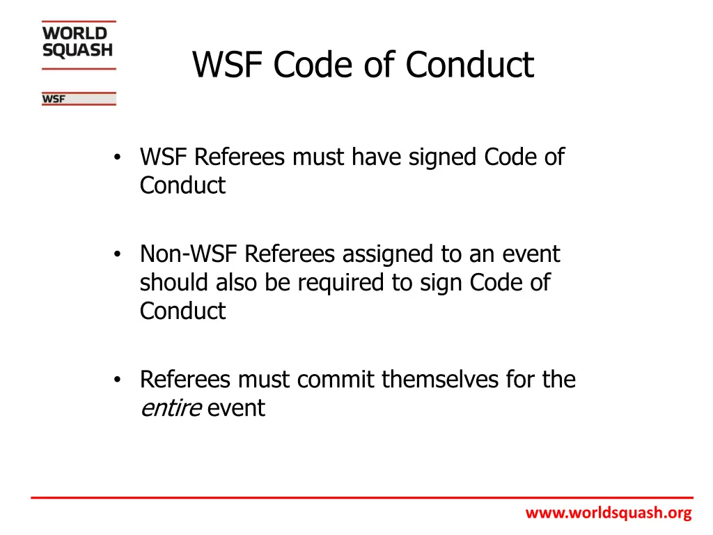 wsf code of conduct