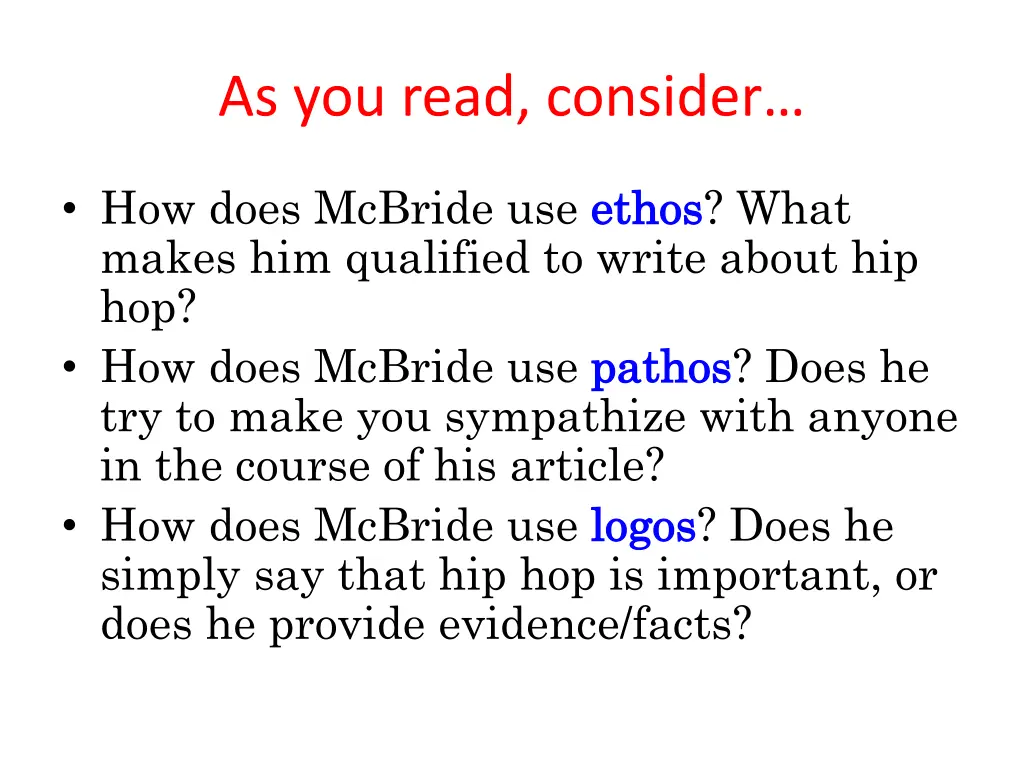 as you read consider