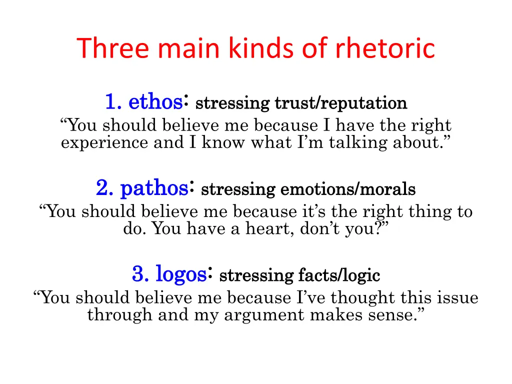 three main kinds of rhetoric