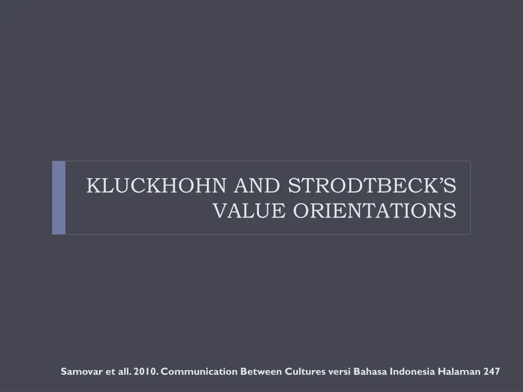 kluckhohn and strodtbeck s value orientations