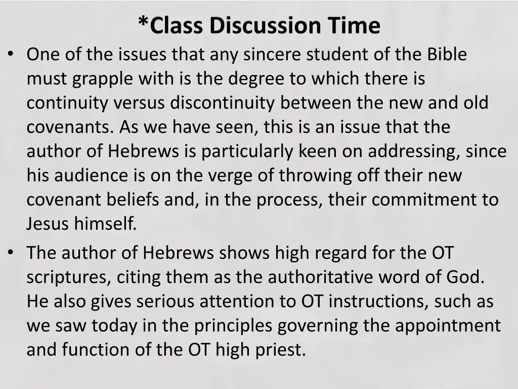class discussion time 1
