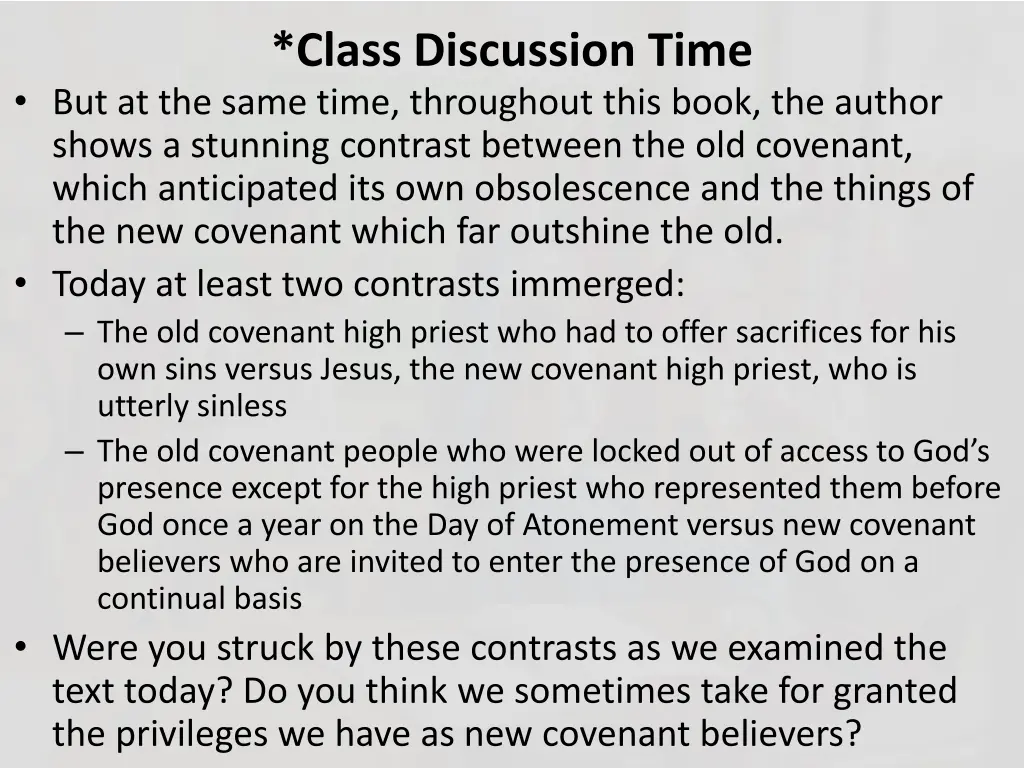 class discussion time 2