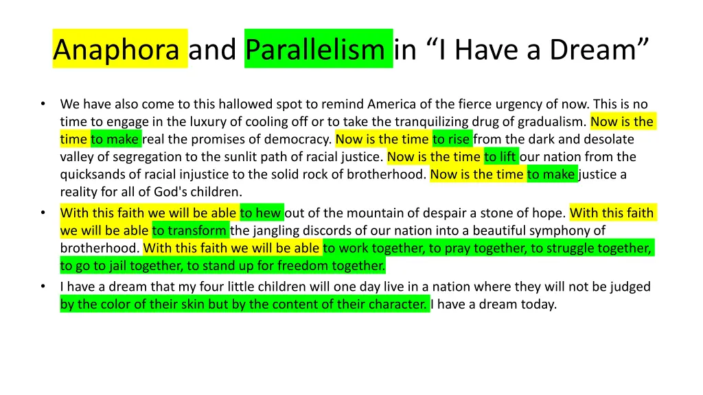 anaphora and parallelism in i have a dream
