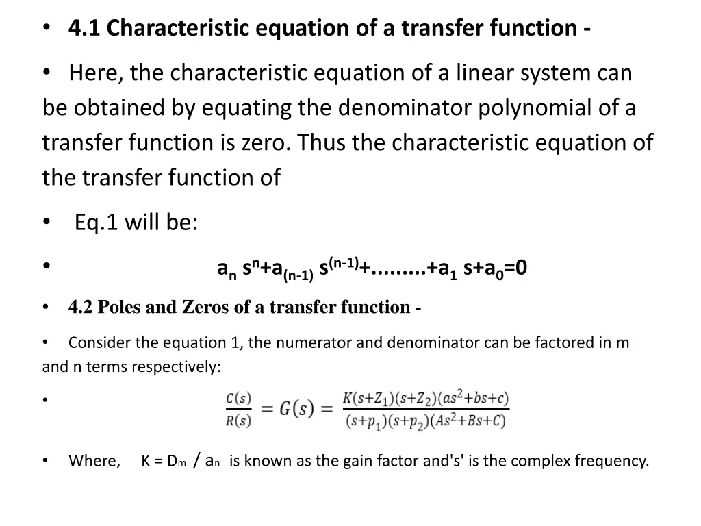 4 1 characteristic equation of a transfer function
