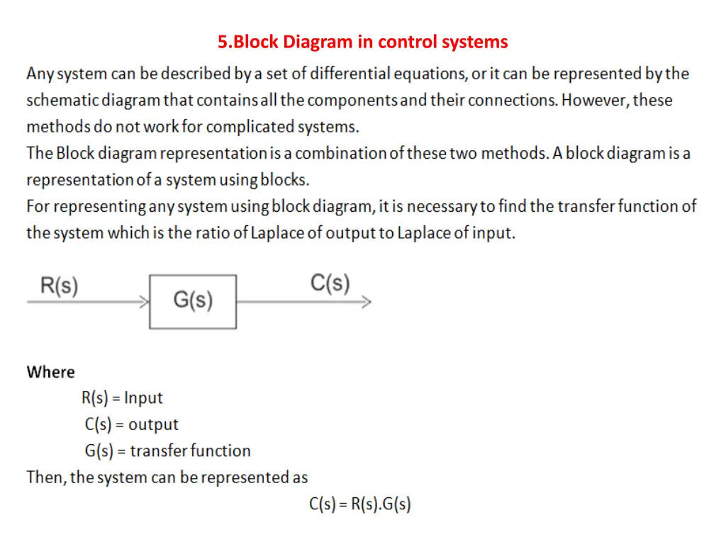 5 block diagram in control systems