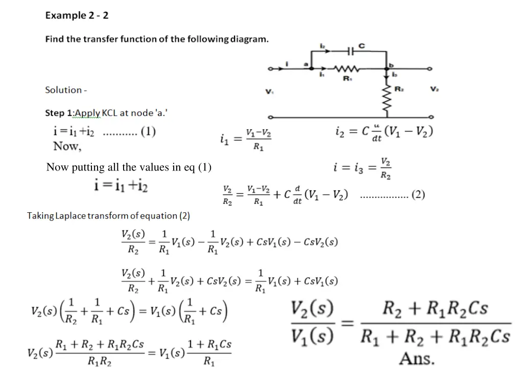 now putting all the values in eq 1