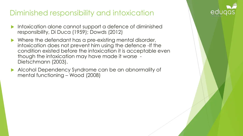 diminished responsibility and intoxication