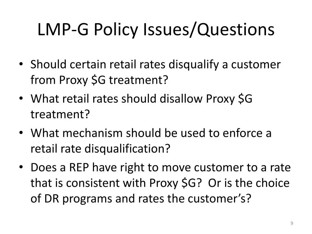 lmp g policy issues questions 6
