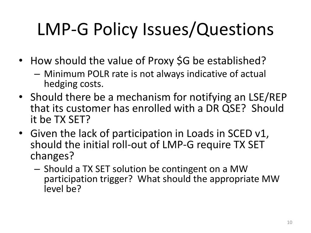 lmp g policy issues questions 7