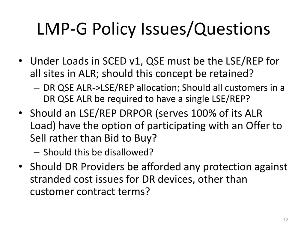 lmp g policy issues questions 9