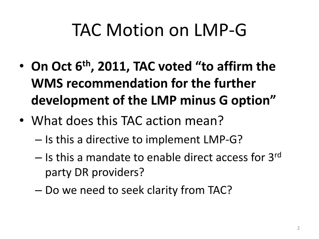 tac motion on lmp g