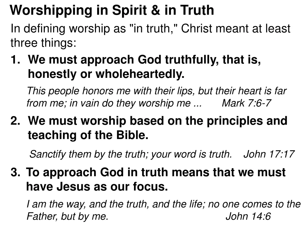 worshipping in spirit in truth in defining
