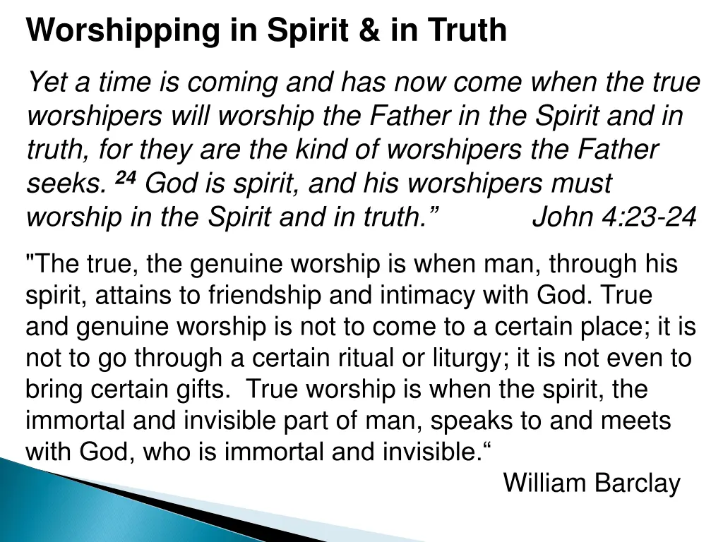 worshipping in spirit in truth